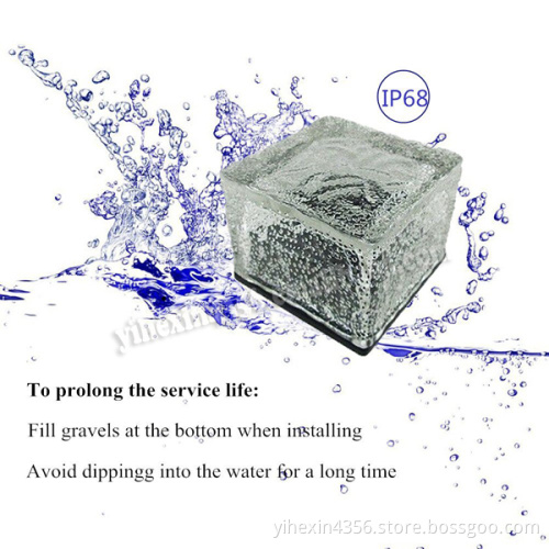 Waterproof Solar Powered Crystal Glass Ice Brick Buried Light for Outdoor Yard Garden
